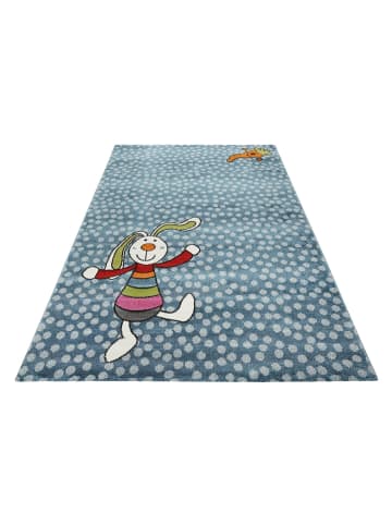 Sigikid Kinderteppich Rainbow Rabbit in blau weiß