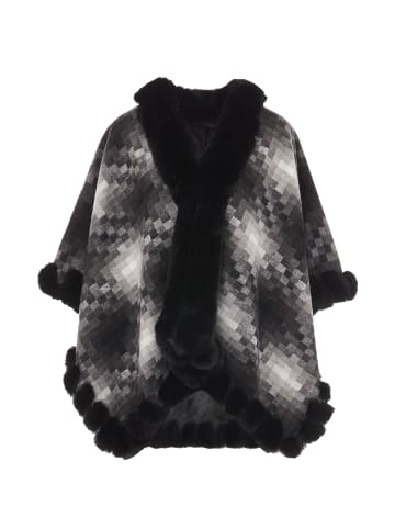 fraully Poncho in Grau Mehrfarbig