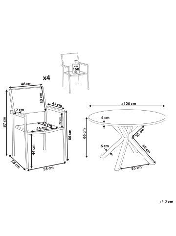 Beliani 5-tlg Gartentisch Set MALETTO/GROSSETO in Silber/Transparent/Braun