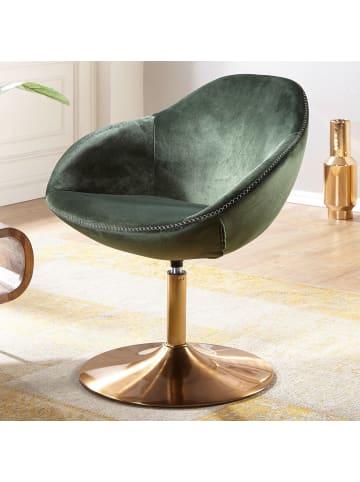 KADIMA DESIGN Loungesessel mit Drehfunktion, bequem, grün-gold, Samt- und Polyesterbezug in Grün