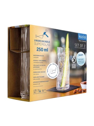 koziol 2er Set Longdrinkglas Superglas Club No. 3 250 ml in transparent