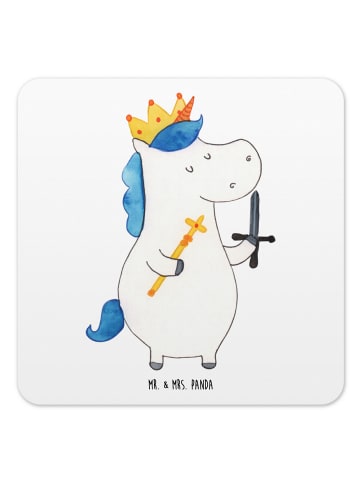 Mr. & Mrs. Panda Tischuntersetzer Einhorn König mit Schwert ohne... in Weiß