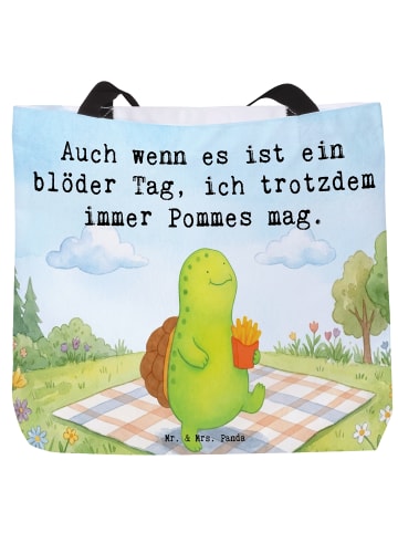 Mr. & Mrs. Panda Tasche Schildkröte  Pommes Design mit Spruch in Weiß