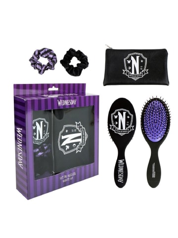 COFI 1453 Wednesday Beauty Set für Kinder – Kamm und Haargummi für das in Schwarz