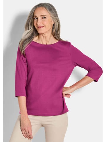 GOLDNER Kurzgröße:  Langarmshirt Basic Shirt mit U-Boot-Ausschnitt in beere