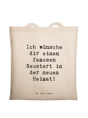 Mr. & Mrs. Panda Jutebeutel Spruch Neustart Umzug mit Spruch in Creme