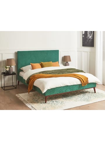 Beliani Doppelbett BAYONNE in Grün/Braun - (W) 171 x (H) 121 x (L) 212 cm