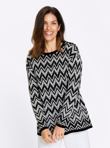 Sieh an! Longpullover in schwarz-weiß-gemustert