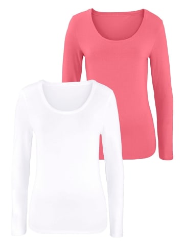 Vivance by Lascana Langarmshirt in apricot, weiß