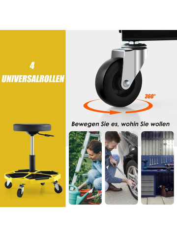 COSTWAY Werkstatt Rollsitz in Gelb