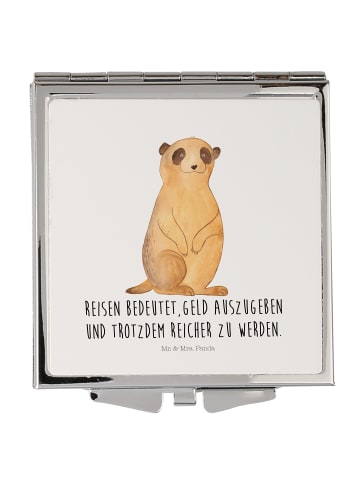 Mr. & Mrs. Panda Kosmetikspiegel Erdmännchen mit Spruch in Weiß