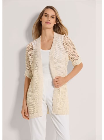 MADELEINE Halbarm Strickjacke mit Glanz in perlweiß / goldfarben