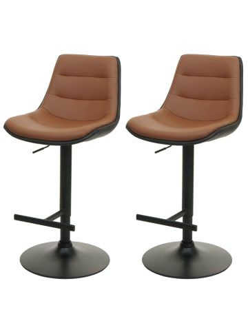 MCW 2er-Set Barhocker L85 höhenverstellbar mit Lehne, Braun