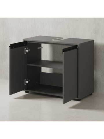 KADIMA DESIGN Waschbeckenunterschrank Soft-Close, 2 Türen, Made in Germany in Graphit