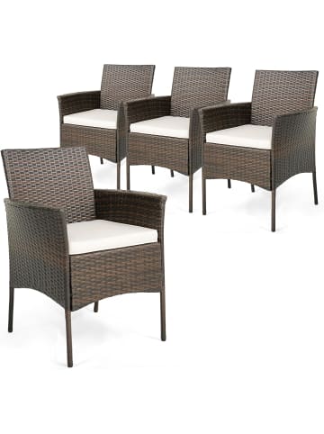 COSTWAY 4er Set Polyrattanstühle in Braun