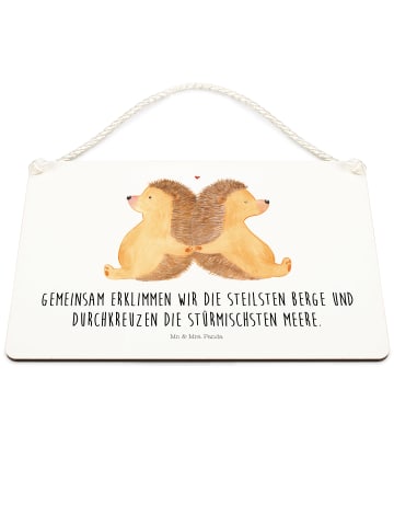 Mr. & Mrs. Panda Schild Igel händchenhaltend mit Spruch in Weiß