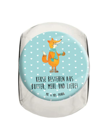 Mr. & Mrs. Panda Kaffeedose Fuchs Keks mit Spruch in Türkis Pastell