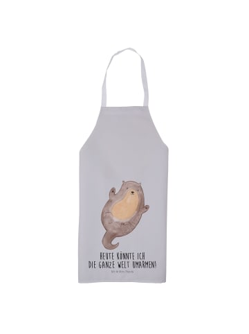 Mr. & Mrs. Panda Schürze Otter Umarmen mit Spruch in Grau Pastell