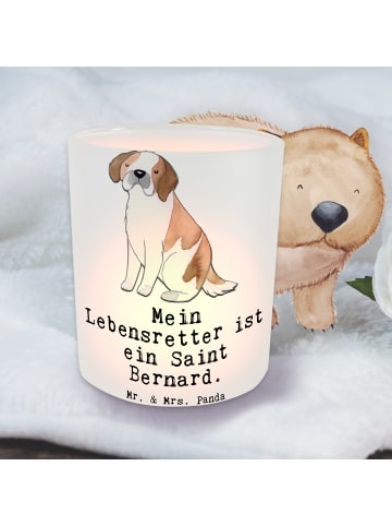 Mr. & Mrs. Panda Glas Windlicht Saint Bernard Lebensretter mit S... in Transparent