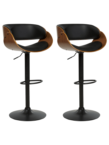 Beliani 2-tlg Drehhocker BAKU II in Schwarz/Braun