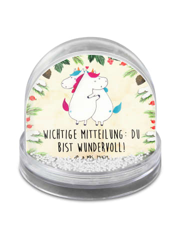 Mr. & Mrs. Panda Schneekugel Einhorn Mitteilung mit Spruch in Naturpapier