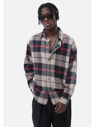 COFI 1453 Flanellhemd Kariert Hemd Holzfällerhemd in Navyblau-Beige