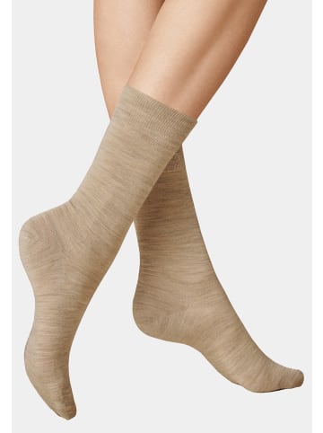 Kunert Socken Soft Wool Cotton druckfreier Bund in Beige-mel.