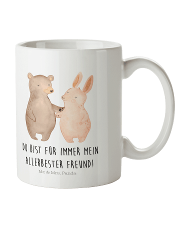 Mr. & Mrs. Panda Kindertasse Bär und Hase Umarmen mit Spruch in Weiß