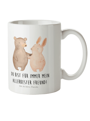 Mr. & Mrs. Panda Plastikbecher Bär und Hase Umarmen mit Spruch in Weiß