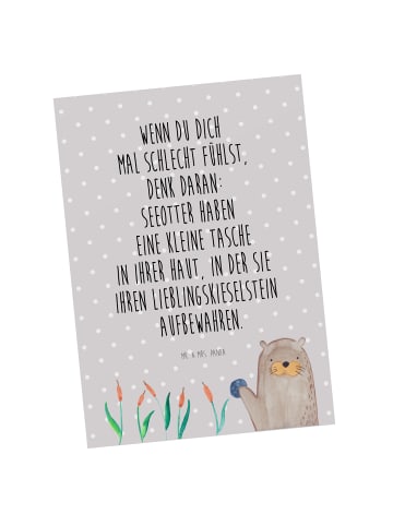 Mr. & Mrs. Panda Grußkarte Otter Stein mit Spruch in Grau Pastell