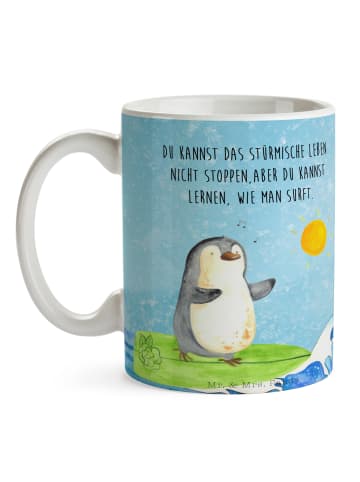 Mr. & Mrs. Panda Trinkbecher Pinguin Surfer mit Spruch in Eisblau