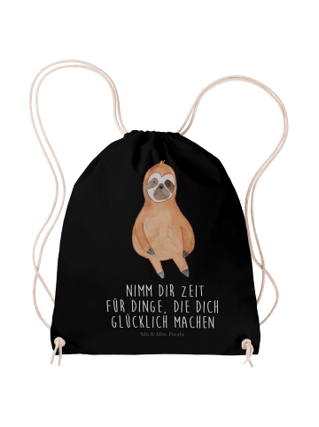 Mr. & Mrs. Panda Jutebeutel Faultier Zufrieden mit Spruch in Schwarz