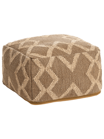 Beliani Pouf GOPI in Braun/Beige - (W) 50 x (H) 30 x (L) 50 cm