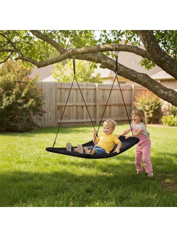 relaxdays Nestschaukel „gekrümmt“ in Schwarz – (B)150 x (T)80 cm