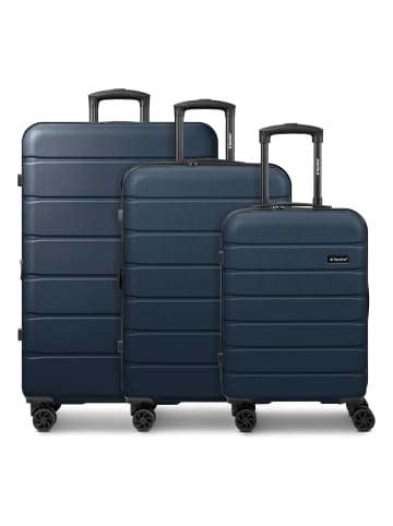 Saxoline Miami 4 Rollen Kofferset 3-teilig mit Dehnfalte in navy blue