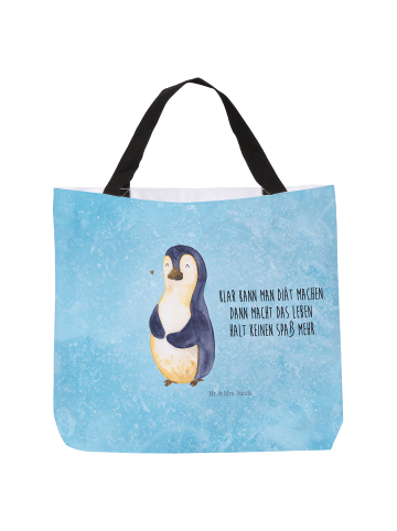 Mr. & Mrs. Panda Shopper Pinguin Diät mit Spruch in Eisblau