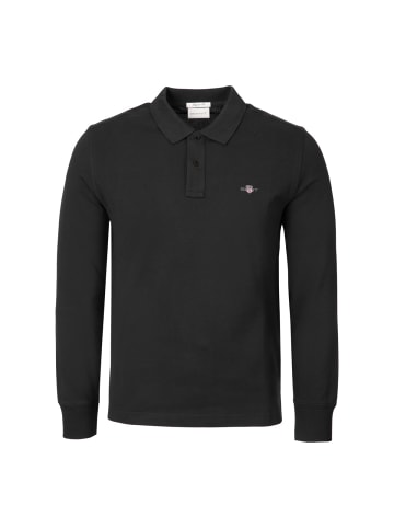 Gant Langarm-Poloshirt Reg Shield LS Pique Rugger in schwarz