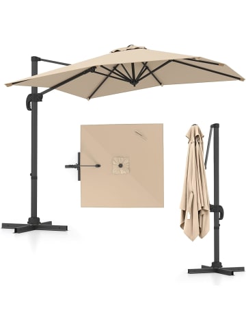 COSTWAY Sonnenschirm rechteckig 250 cm in Beige