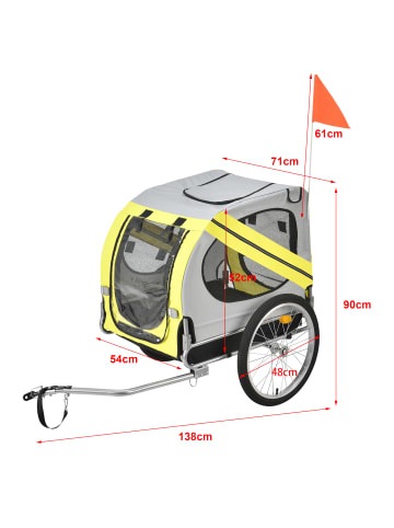 pro.tec Fahrradanhänger (SO) in Gelb (L)138cm (B)71cm (H)90cm