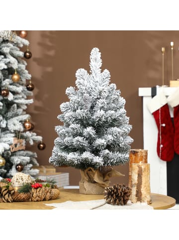 HOMCOM Weihnachtsbaum-37L x 37B x 60H cm-Grün+Weiß