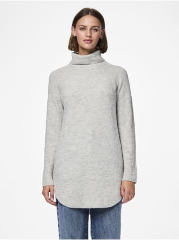 Pieces Strickpullover in Light Grey Melange