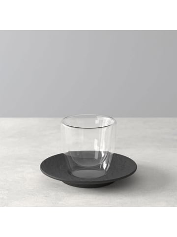 Villeroy & Boch 6er Set Espressogläser mit Untertassen Manufacture Rock 70 ml schwarz in schwarz