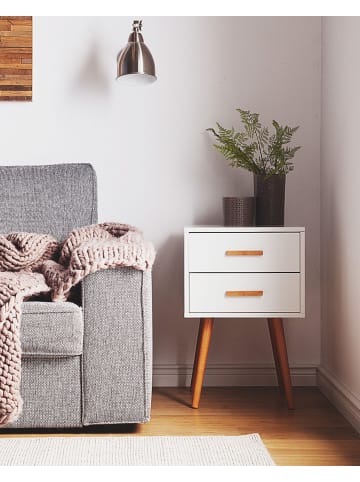 Beliani Nachttisch ALABAMA in Weiß/Braun - (W) 40 x (H) 61 x (L) 40 cm