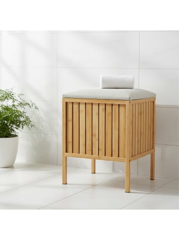 relaxdays Wäschekorb in Natur/ Creme - (B)39 x (H)52 x (T)39 cm