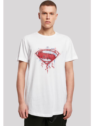 F4NT4STIC Long Cut T-Shirt DC Comis Superhelden Superman Geo Logo in weiß
