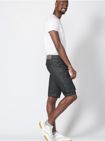 KOROSHI DENIM CARGO SHORTS in schwarz