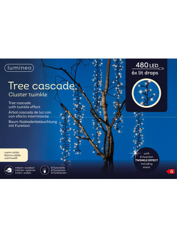 LUMINEO Baumbeleuchtung CLUSTER TWINKLE 480 LED 6 LED-Stränge in warm weiß