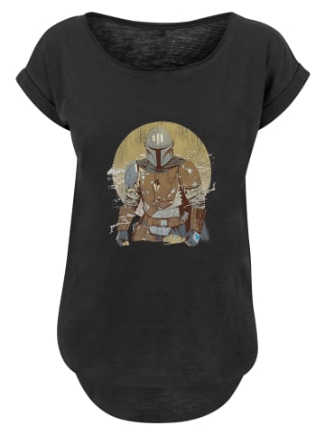 F4NT4STIC Long Cut T-Shirt Star Wars Mandalorian Distressed Warrior in schwarz