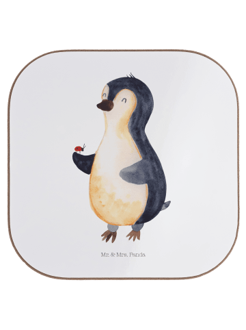Mr. & Mrs. Panda bieruntersetzer Pinguin Marienkäfer ohne Spruch in Weiß