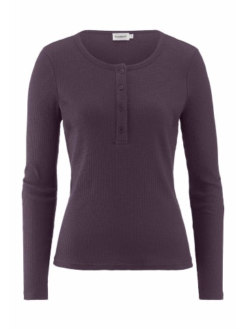 Hessnatur Hessnatur Longsleeve Henley Slim aus Bio-Baumwolle in dunkle traube